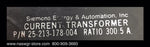 Siemens 25-213-178-004 Current Transformer ~ 300:5