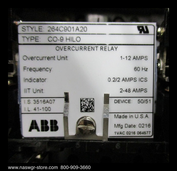 264C901A20 ~ ABB 264C901A20 CO-9 Overcurrent Relay