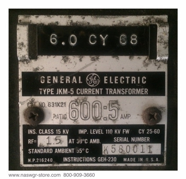 631X21 ~ GE 631X21 Current Transformer ~ Ratio: 600:5