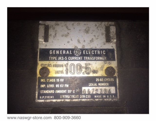 GE 639X88 Current Transformer ~ Ratio: 100:5