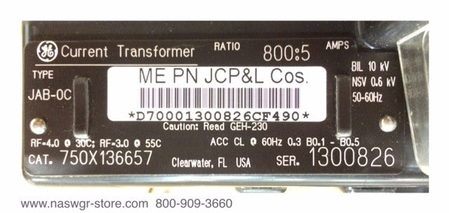 750X136657 ~ GE 750X136657 Current Transformer ~ Ratio 800:5
