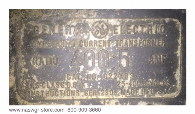 822X83 ~ GE 822X83 Current Transformer ~ Ratio: 400:5
