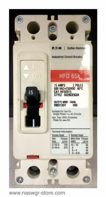 Eaton HFD2015 Molded Case Circuit Breaker - 15 Amp