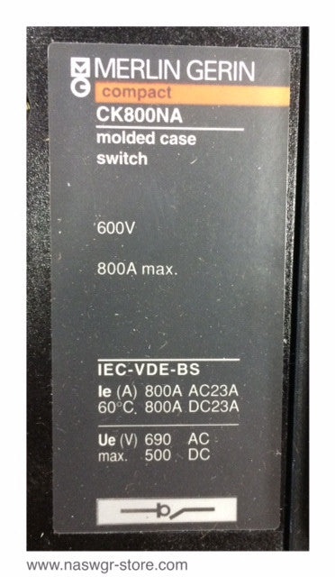 Merlin Gerin CK800NA Molded Case Switch ~ 800 Amp - Unused