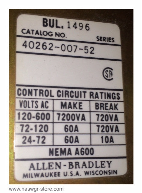 Allen Bradley X234271 Contactor ~ Size 5