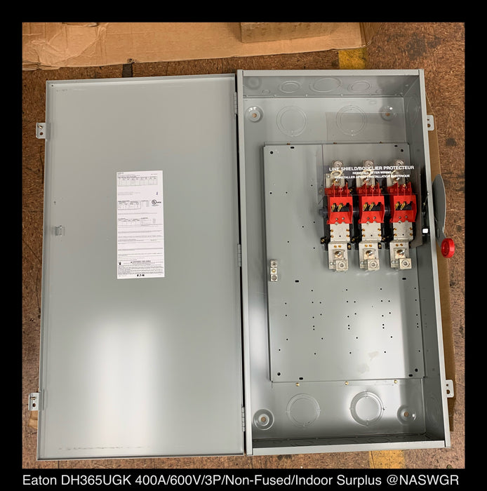 Eaton DH365UGK Heavy Duty Safety Switch - 400A/600V/3P/N1 - Unused