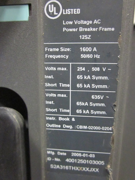 WLS2A316 Siemens Low Voltage AC Power Breaker Frame