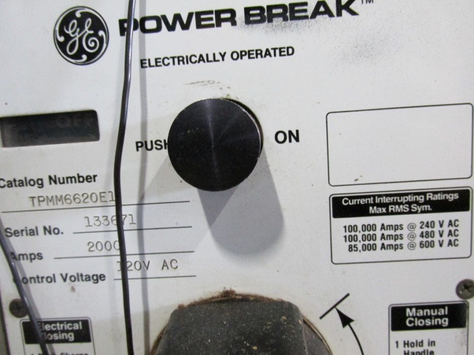 GE PowerBreak TPMM6620E1 Circuit Breaker (E/O,D/O) - 2000 Amp