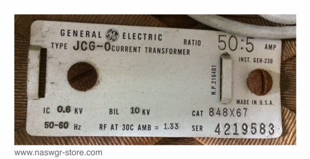 848X67 ~ GE 848X67  Current Transformer ~ JCG-0
