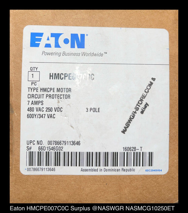 Eaton HMCPE007C0C Motor Circuit Protector - 7 Amp - Unused