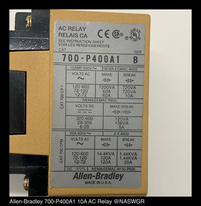 Allen-Bradley 700-P400A1 AC Relay