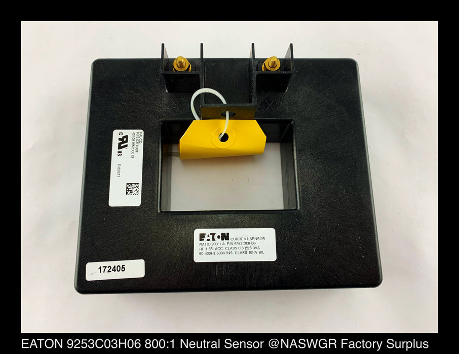 EATON 9253C03H06 Neutral Sensor 800:1 Ratio Surplus Surplus