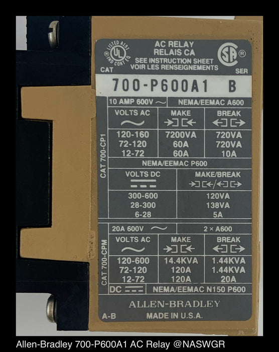Allen-Bradley 700-P600A1 AC Relay