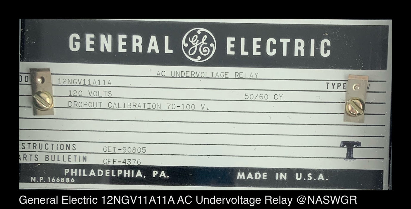 General Electric 12NGV11A11A AC Undervoltage Relay