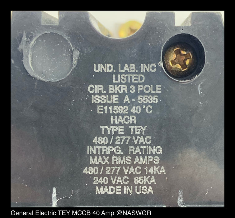 General Electric TEY340 Molded Case Circuit Breaker - 40 Amp