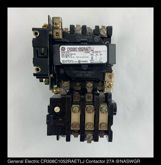 General Electric CR308C1052RAETLJ Non-Reversing Starter - 27 A, 120v Coil