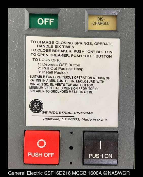 General Electric PowerBreak II SSF16D216 Breaker (M/O,B/I) - 1600 Amp