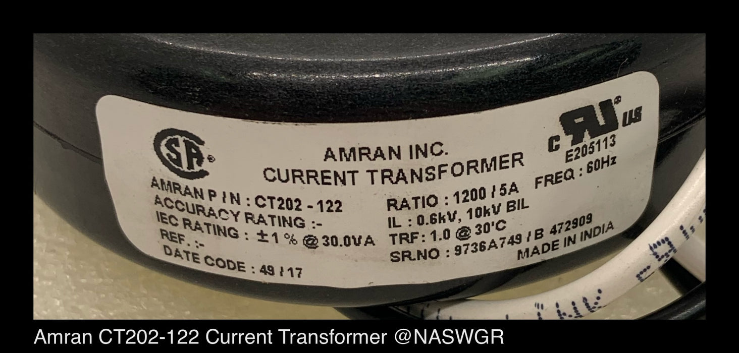 Amran CT202-122 Current Transformer - 1200:5 Amp - Unused