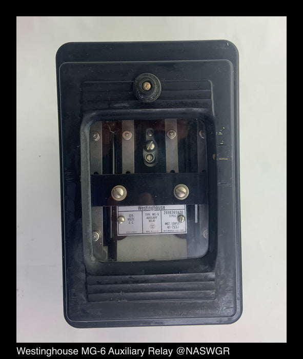 Westinghouse MG-6, 289B360A20 Auxiliary Relay - 125vDC