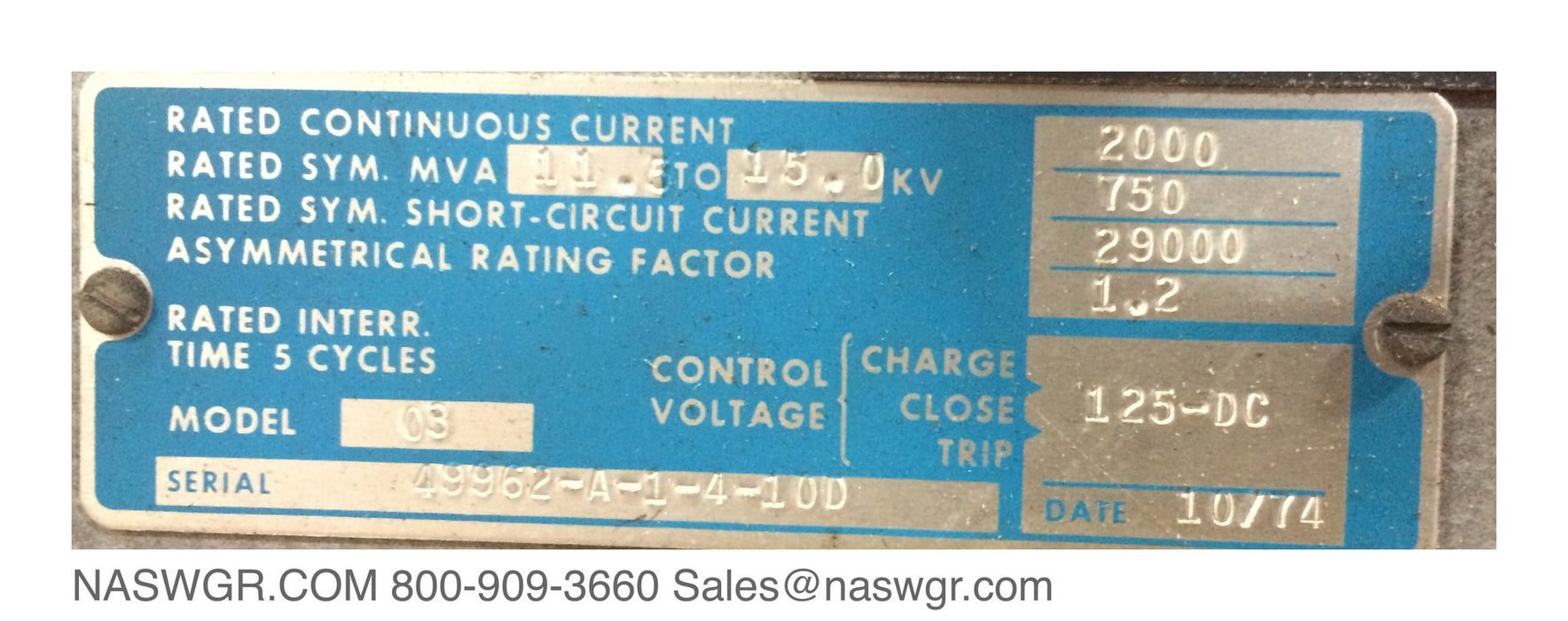 ITE 15HK750 Circuit Breaker (E/O,D/O) - 2000 Amp