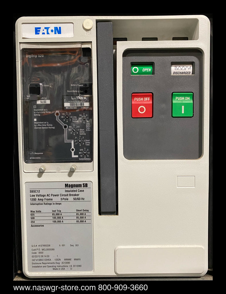 Eaton Magnum SB SBSC12 Circuit Breaker (M/O,B/I) - 1000 Amp