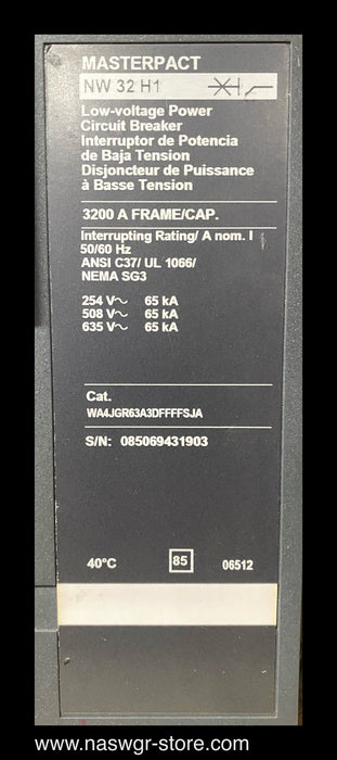 Square D MasterPact NW32H1 Circuit Breaker - 2500 Amp