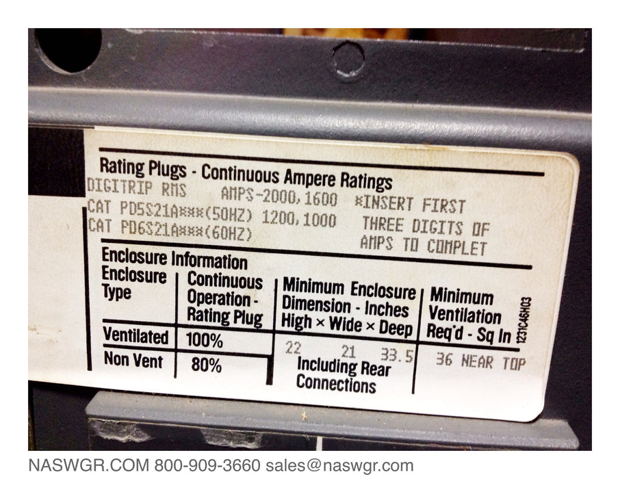 Westinghouse SPB-100 Circuit Breaker (E/O,D/O) - 2000 Amp