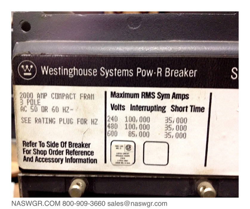 Westinghouse SPB-100 Circuit Breaker (E/O,D/O) - 2000 Amp
