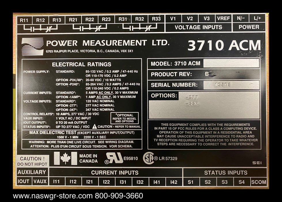 Power Measurement LTD. 3710 ACM - 277AC w/ SSR