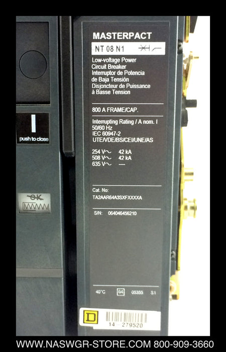 Square D Masterpact NT08N1 Circuit Breaker (M/O,D/O) - 800 Amp