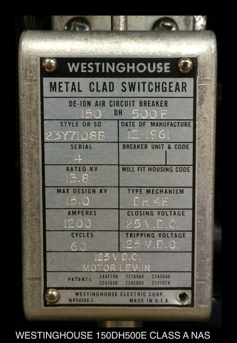 Westinghouse 150DH500E Circuit Breaker (E/O,D/O) - 1200 Amp