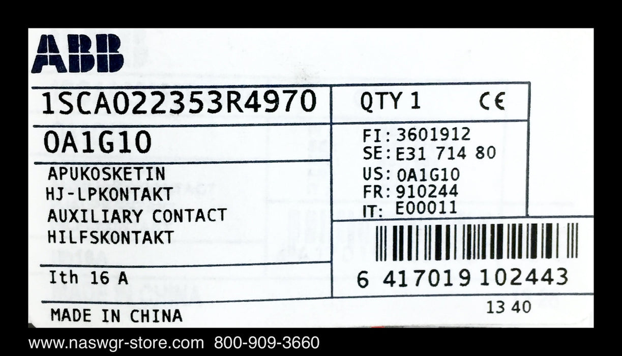OA1G10 ~ ABB OA1G10 Auxiliary Contact