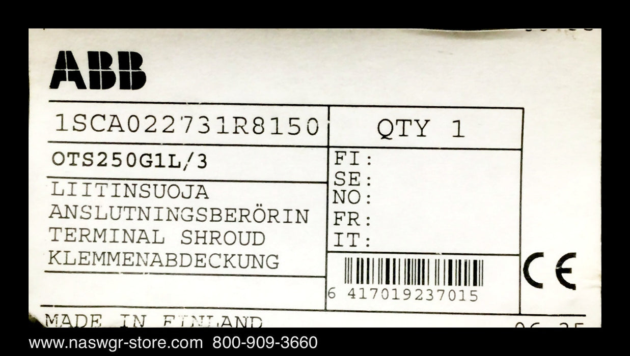 1SCA022731R8150 ~ ABB 1SCA022731R8150 Terminal Shroud
