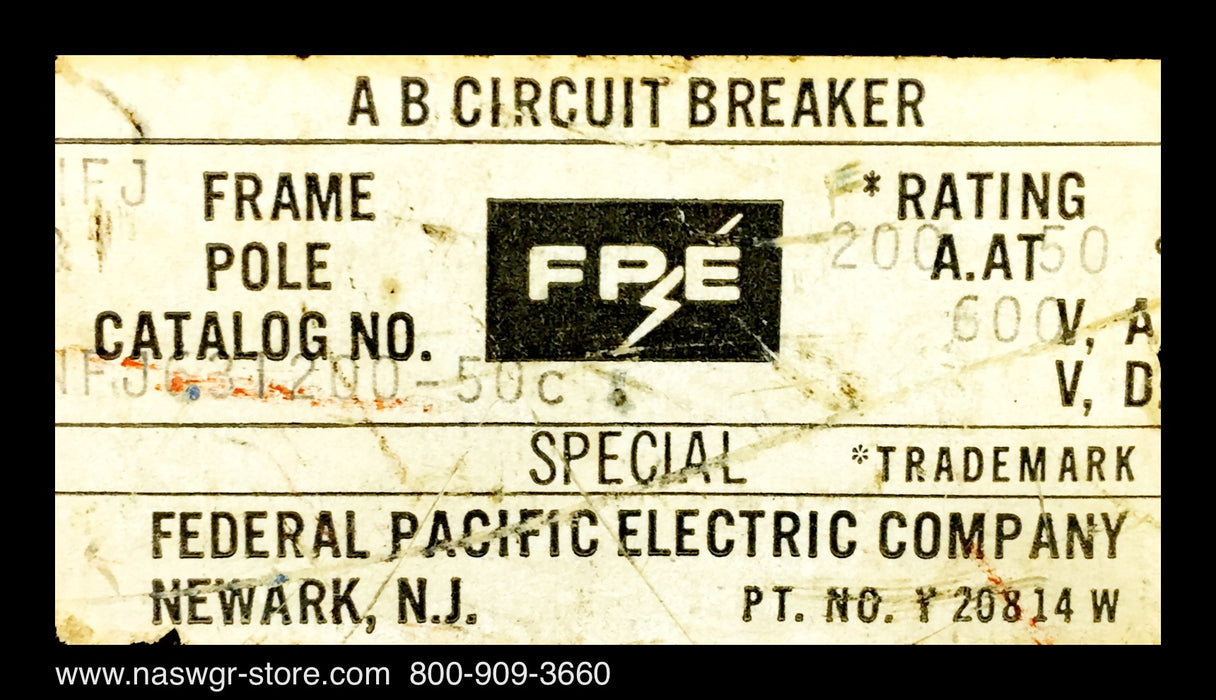NFJ631200-50c ~ FPE NFJ631200-50c Circuit Breaker