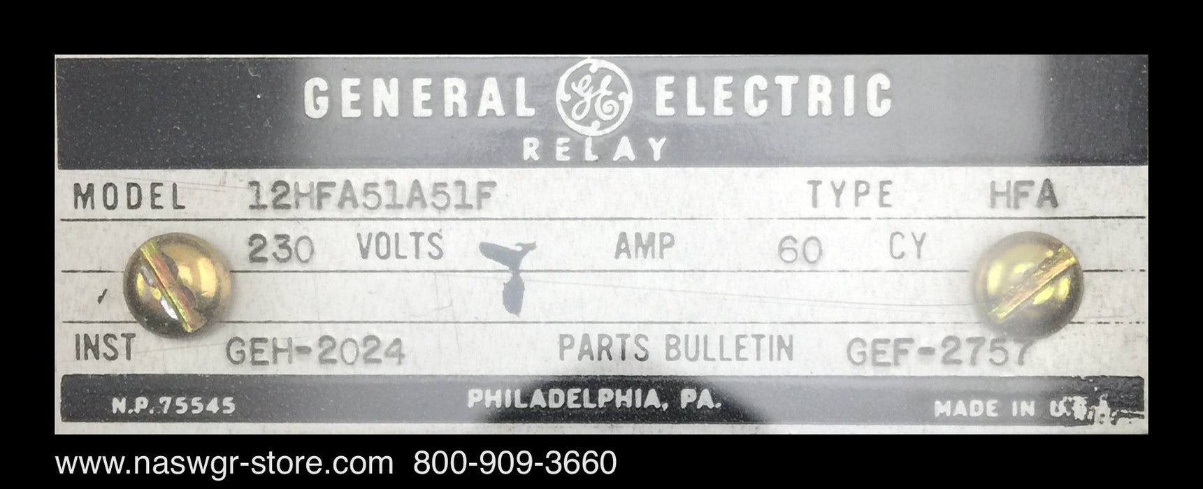 12HFA51A51F ~ GE 12HFA51A51F Relay