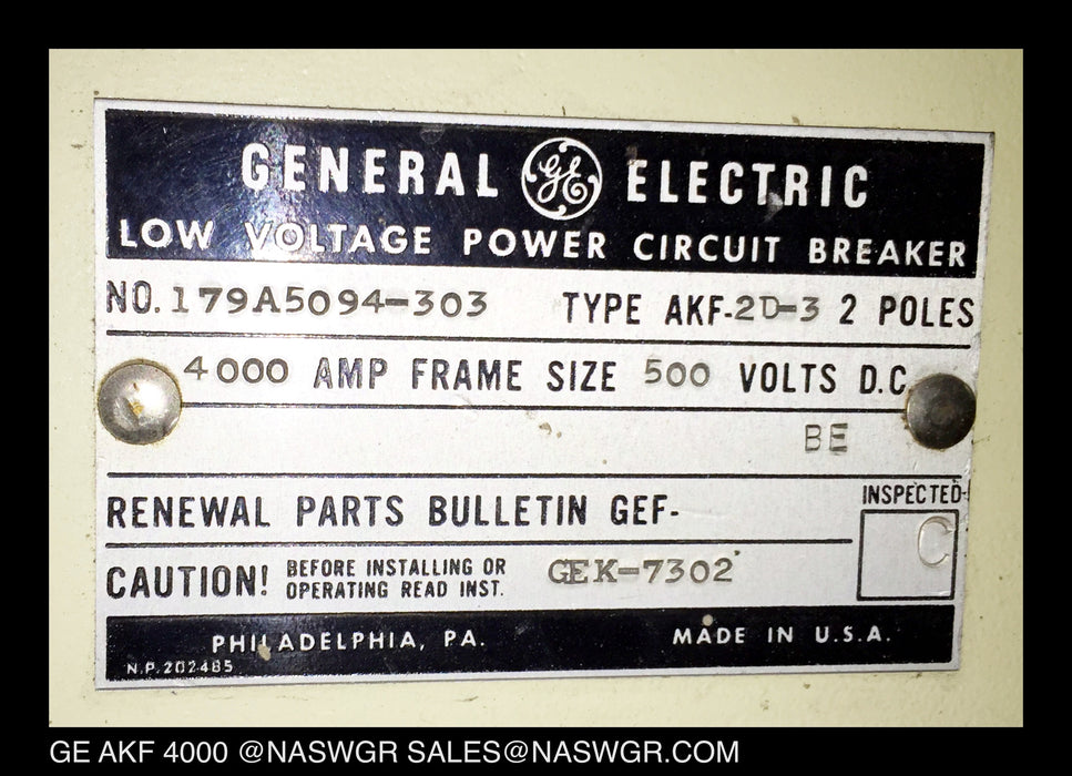 General Electric AKF-2D-3 Circuit Breaker (E/O,D/O) - 4000 Amp