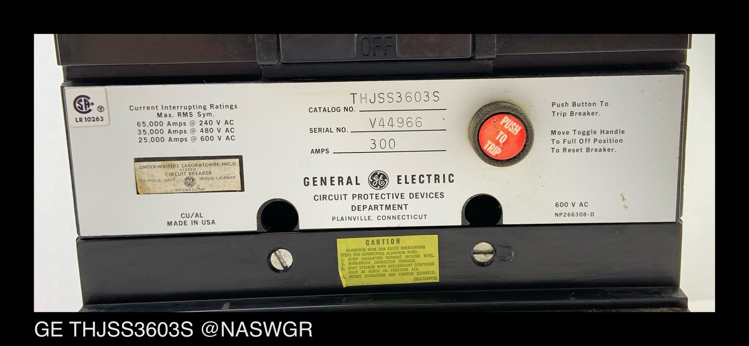 GE THJSS3603S Molded Case Circuit Breaker - 300 Amp