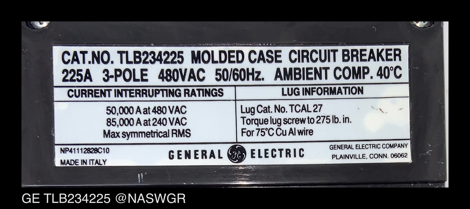 General Electric TLB234225 Molded Case Circuit Breaker - 225 Amp