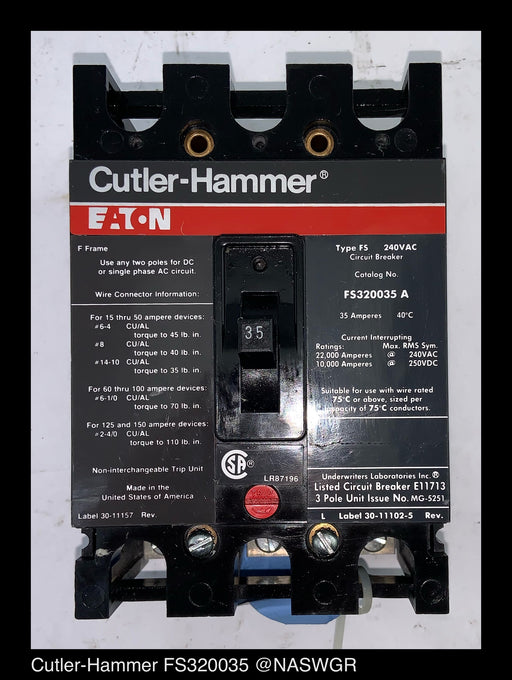 Cutler Hammer FS320035A Molded Case Circuit Breaker - 35 Amp