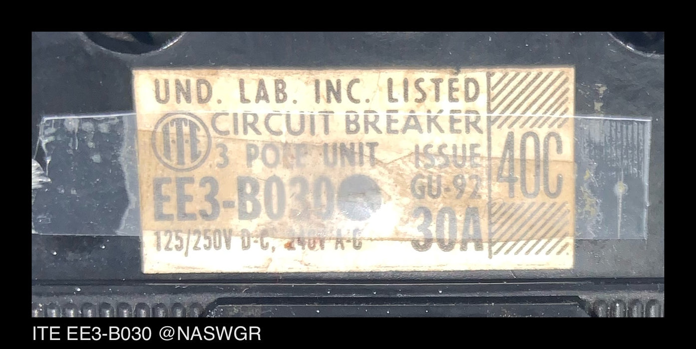 ITE EE3-B030 Circuit Breaker 30 amp