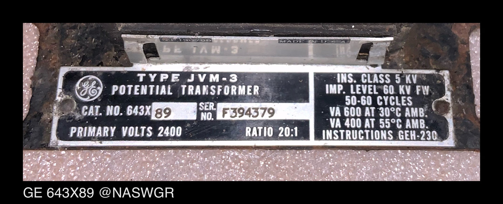 GE 643X89 Potential Transformer