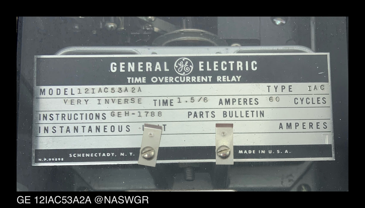 GE 12IAC53A2A Time Overcurrent Relay