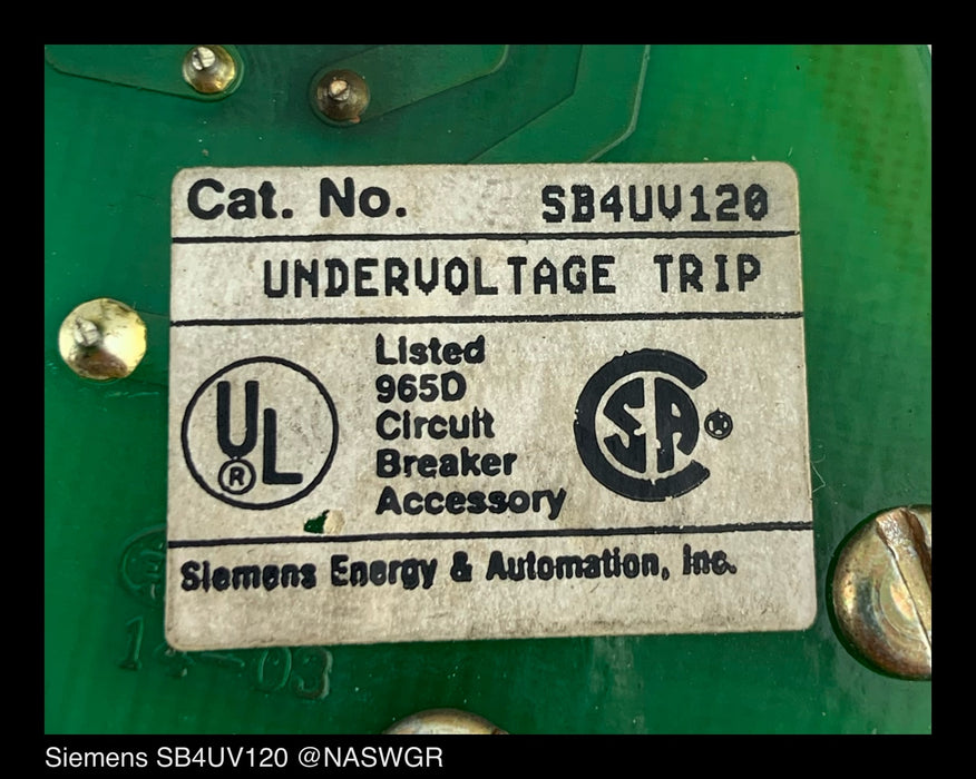 Siemens SB4UV120 Undervoltage Trip Coil