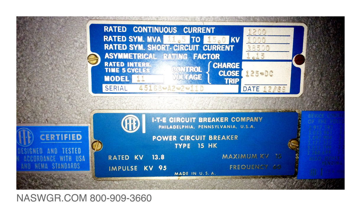 ITE 15HK1000 Model 11 Circuit Breaker (E/O,D/O) - 1200 Amp