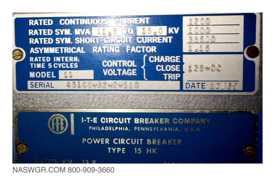 ITE 15HK1000 Model 11 Circuit Breaker (E/O,D/O) - 1200 Amp