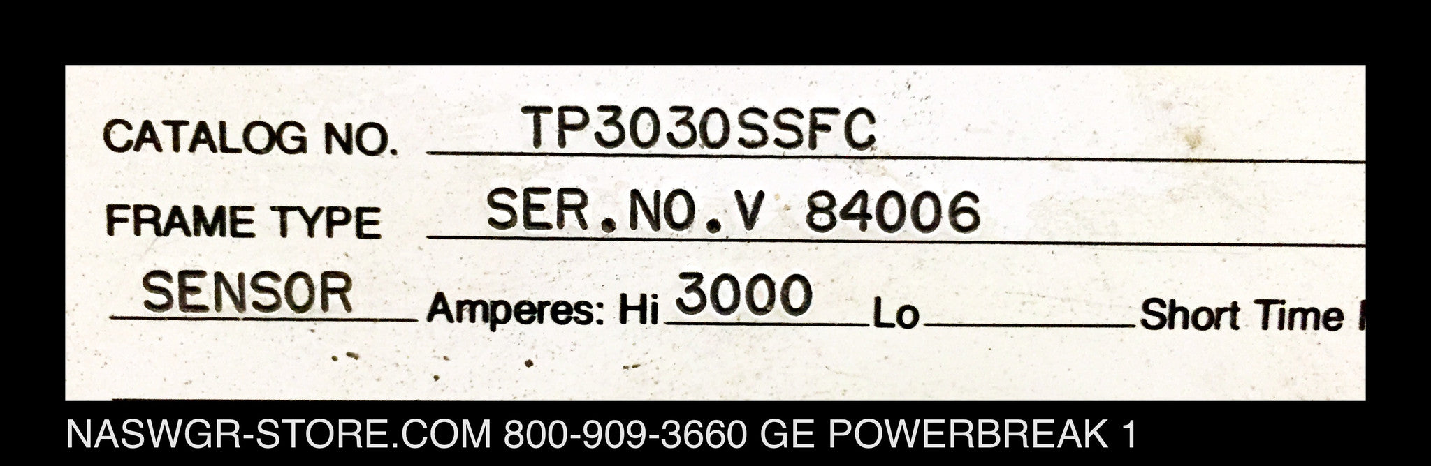 GE PowerBreak TP3030SSFC Circuit Breaker (M/O,D/O Houston Style) - 3000 Amp