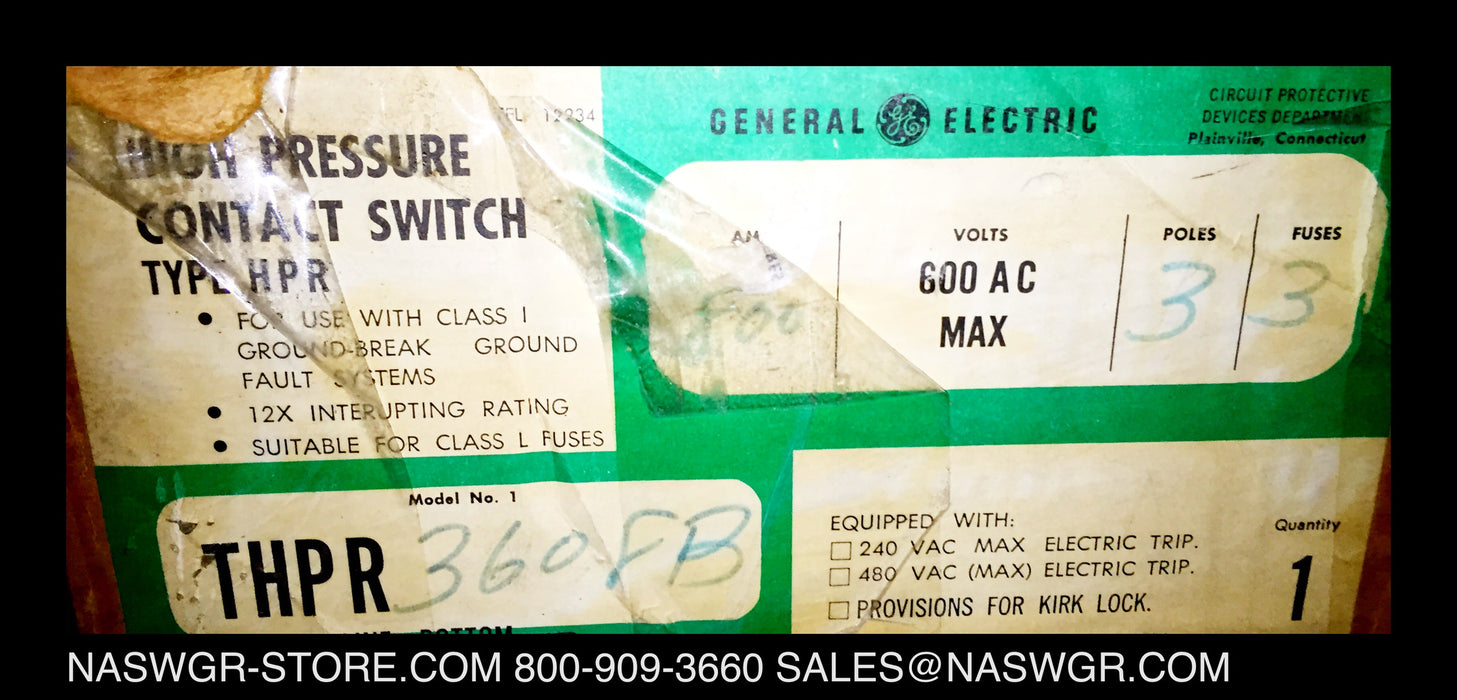 THPR3608B ~ GE THPR3608B High Pressure Contact Switch 800 Amps