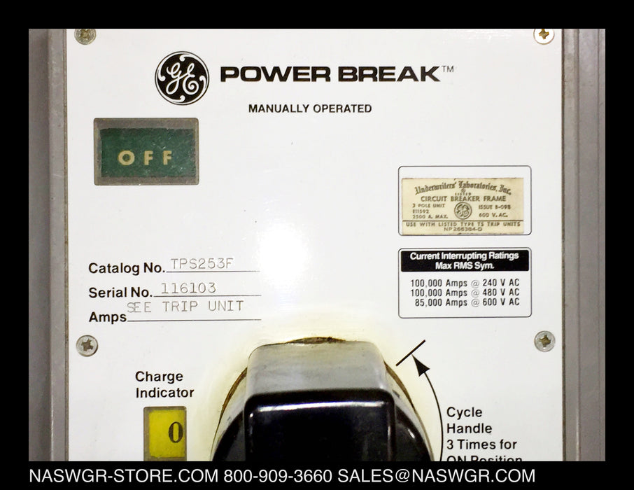 GE PowerBreak TPS253F Breaker Frame (M/O,B/I) - 2500 Amp - Unused