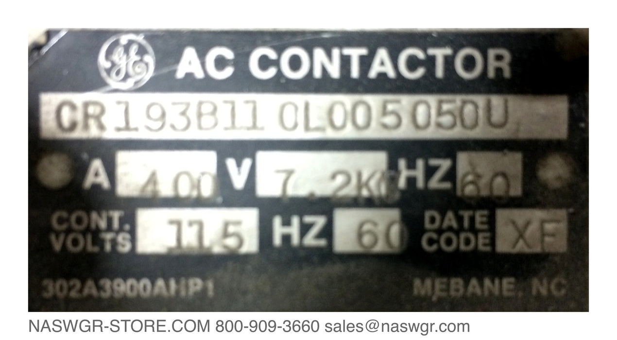 CR193D110L003020R ~ GE CR193 Contactor ~ GE Limitamp Vacuum CR193