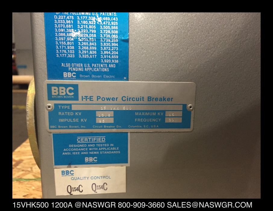 BBC/ITE 15VHK500 Vacuum Circuit Breaker (E/O,D/O) - 1200 Amp